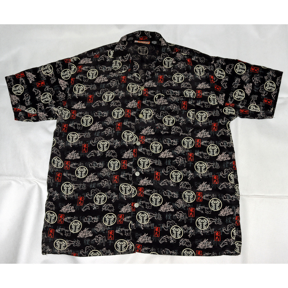Veezo Millennium Gear Men's Short Sleeve Button Front Dragon Shirt Size Large‎